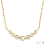 1/4 ctw Graduated Bezel Set Round Cut Diamond Smile Necklace in 14K Yellow Gold