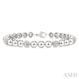 6 MM Bold Bead and 1/5 Ctw Round Cut Diamond Fashion Bracelet in Sterling Silver