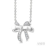 1/20 Ctw Bow Round Cut Diamond Fashion Pendant With Chain in Sterling Silver