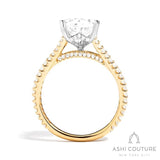 Bridal Split Shank Pear Semi-Mount Engagement Ring in Yellow and White Gold