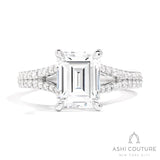 Bridal Split Shank Emerald Semi-Mount Engagement Ring in White Gold