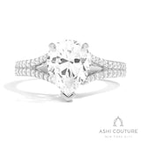 Bridal Split Shank Pear Semi-Mount Engagement Ring in White Gold