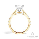 Bridal Split Shank Emerald Semi-Mount Engagement Ring in Yellow and White Gold