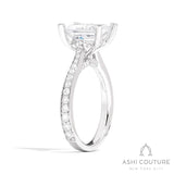 Bridal Channel/Prong Set Diamond Shank Emerald Semi-Mount Engagement Ring in White Gold