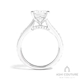 Bridal Channel/Prong Set Diamond Shank Emerald Semi-Mount Engagement Ring in White Gold