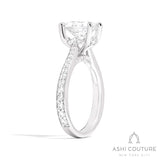 Bridal Channel/Prong Set Diamond Shank Oval Semi-Mount Engagement Ring in White Gold