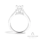 Bridal Channel/Prong Set Diamond Shank Oval Semi-Mount Engagement Ring in White Gold