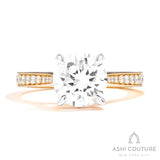 Bridal Channel/Prong Set Diamond Shank Round Semi-Mount Engagement Ring in Yellow and White Gold