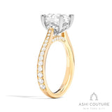Bridal Channel/Prong Set Diamond Shank Round Semi-Mount Engagement Ring in Yellow and White Gold