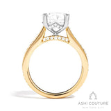 Bridal Channel/Prong Set Diamond Shank Round Semi-Mount Engagement Ring in Yellow and White Gold