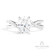 Bridal Alternate Diamond Oval Bypass Semi-Mount Engagement Ring in White Gold