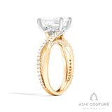 Bridal Alternate Diamond Emerald Bypass Semi-Mount Engagement Ring in Yellow and White Gold