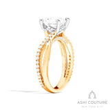 Bridal Alternate Diamond Round Bypass Semi-Mount Engagement Ring in Yellow and White Gold