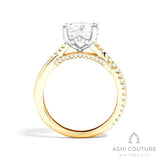 Bridal Alternate Diamond Round Bypass Semi-Mount Engagement Ring in Yellow and White Gold