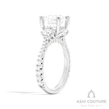 Bridal 3-Stone Diamond Round Semi-Mount Engagement Ring With Round Side Diamonds in White Gold