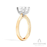 Bridal Solitaire Oval Semi-Mount Engagement Ring in Yellow and White Gold