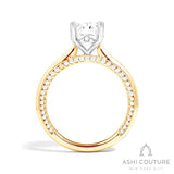 Bridal Solitaire Oval Semi-Mount Engagement Ring in Yellow and White Gold
