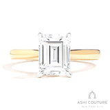 Bridal Solitaire Emerald Semi-Mount Engagement Ring in Yellow and White Gold