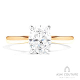 Bridal Solitaire Oval Semi-Mount Engagement Ring in Yellow and White Gold