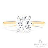 Bridal Solitaire Round Semi-Mount Engagement Ring in Yellow and White Gold