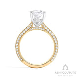 Bridal Knife-Edge Pear Semi-Mount Engagement Ring in Yellow and White Gold
