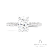 Bridal Knife-Edge Oval Semi-Mount Engagement Ring in White Gold