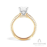 Bridal Knife-Edge Emerald Semi-Mount Engagement Ring in Yellow and White Gold
