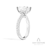 Bridal 3-Row Pave Emerald Semi-Mount Engagement Ring in White Gold