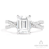 Bridal Bypass Emerald Semi-Mount Engagement Ring in White Gold