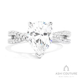 Bridal Bypass Pear Semi-Mount Engagement Ring in White Gold