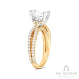 Bridal Bypass Oval Semi-Mount Engagement Ring in Yellow and White Gold