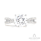 Bridal Bypass Round Semi-Mount Engagement Ring in White Gold