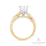 Bridal Bypass Pear Semi-Mount Engagement Ring in Yellow and White Gold