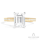 Bridal Classic Diamond Pave Emerald Semi-Mount Engagement Ring in Yellow and White Gold