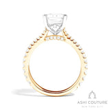 Bridal Classic Diamond Pave Emerald Semi-Mount Engagement Ring in Yellow and White Gold