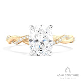 Bridal Alternate Diamond Twisted Oval Semi-Mount Engagement Ring in Yellow and White Gold