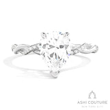 Bridal Alternate Diamond Twisted Pear Semi-Mount Engagement Ring in White Gold