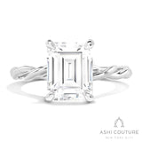 Bridal Emerald Twisted Semi-Mount Engagement Ring in White Gold