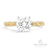 Bridal Round Twisted Semi-Mount Engagement Ring in Yellow and White Gold