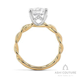 Bridal Round Twisted Semi-Mount Engagement Ring in Yellow and White Gold