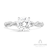 Bridal Diamond Twisted Round Semi-Mount Engagement Ring in White Gold