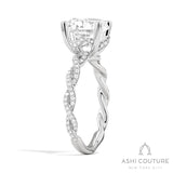 Bridal Diamond Twisted Round Semi-Mount Engagement Ring in White Gold