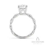 Bridal Diamond Twisted Round Semi-Mount Engagement Ring in White Gold