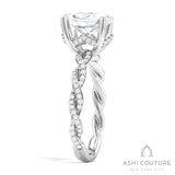 Bridal Diamond Twisted Oval Semi-Mount Engagement Ring in White Gold