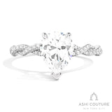 Bridal Diamond Twisted Pear Semi-Mount Engagement Ring in White Gold