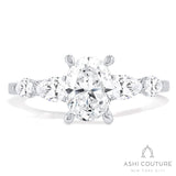 Bridal Oval 5-Stone Semi-Mount Engagement Ring With Pear Side Diamonds in White Gold