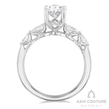 Bridal Oval 5-Stone Semi-Mount Engagement Ring With Pear Side Diamonds in White Gold