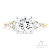 Bridal Round 5-Stone Semi-Mount Engagement Ring With Oval And Pear Side Diamonds in Yellow and White Gold
