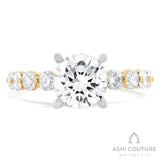 Bridal Round Shape Semi-Mount Engagement Ring in Yellow and White Gold
