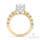 Bridal Round Shape Semi-Mount Engagement Ring in Yellow and White Gold